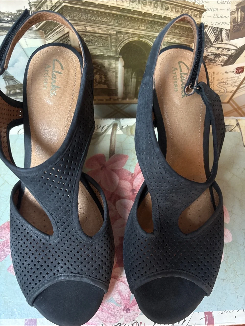 Clarks Evant Julie Heels Sandals Perforated Open Toe